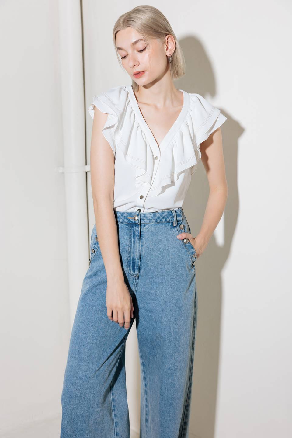 MADE FOR ROMANCE OFF WHITE WOVEN TOP Flying Tomato